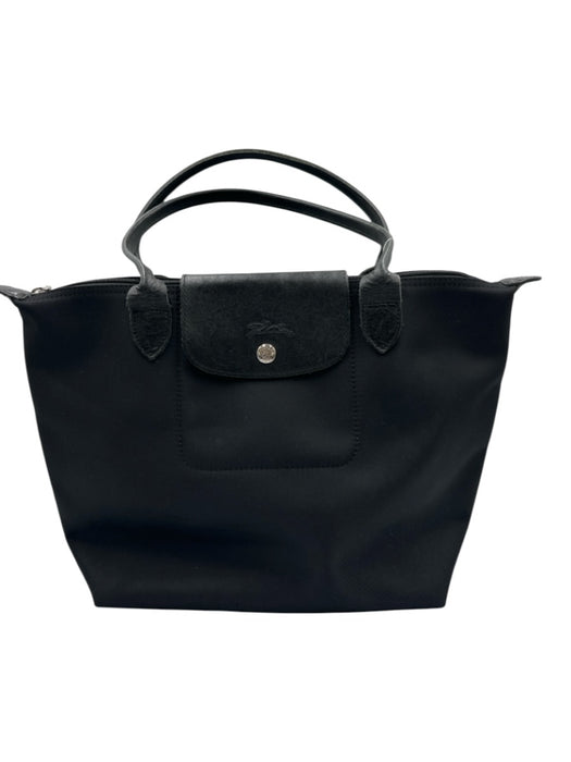 Longchamp Black Nylon Zip Close Button clasp Handbag Bag Black / M