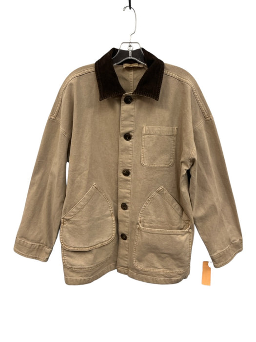 Faherty Size XS/S Beige & Brown Cotton Long Sleeve Corduroy Button Front Jacket Beige & Brown / XS/S
