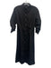 Theory Size 00 Black Cotton Blend Half Sleeve Ruched Button Front Midi Dress Black / 00