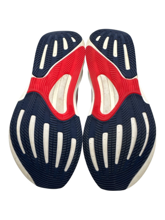 Adidas Shoe Size 9 White, Blue, Red Synthetic Round Toe Striped Mesh Sneakers White, Blue, Red / 9