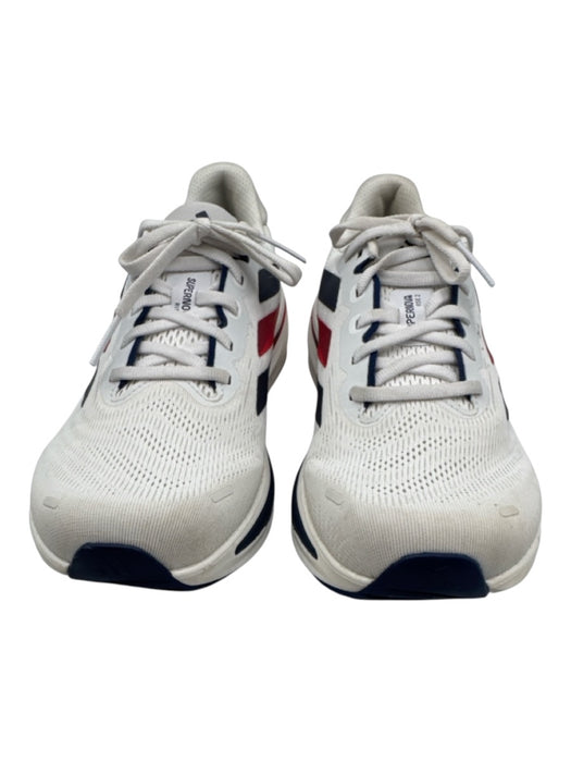 Adidas Shoe Size 9 White, Blue, Red Synthetic Round Toe Striped Mesh Sneakers White, Blue, Red / 9