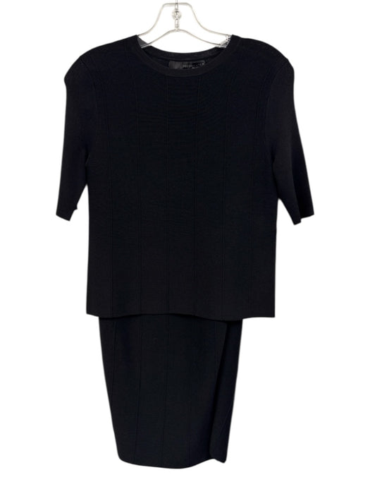 360 Sweater Size XS Black Rayon Blend Short Sleeve Knit Striped Maxi Skirt Set Black / XS