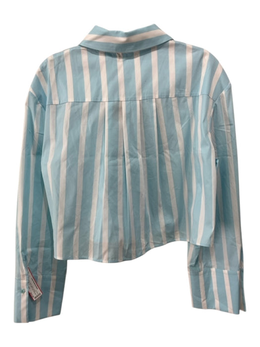 Alice + Olivia Classics Size S Blue & White Cotton Verticle Stripe Button Up Top Blue & White / S