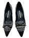 Manolo Blahnik Shoe Size 35.5 Black Gray White Wool Houndstooth Bow Detail Pumps Black Gray White / 35.5