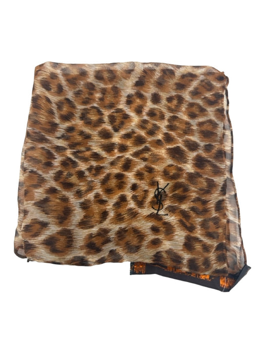 YSL Brown & Beige Silk Cheetah Sheer Square scarf Brown & Beige / One Size