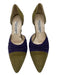 Manolo Blahnik Shoe Size 36 Green & Navy Suede Pointed D'Orsay Midi Pumps Green & Navy / 36