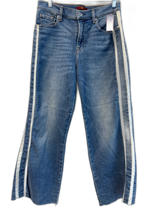7 For All Mankind Size 29 Medium Wash Cotton Blend High Rise Stripe Detail Jeans Medium Wash / 29