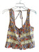 Free People Size S Multi Cotton Sleeveless Floral Print Back Tie Top Multi / S