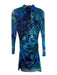 Donna Morgan Size 2 Blue & Green Polyester Long Sleeve Abstract Print Dress Blue & Green / 2