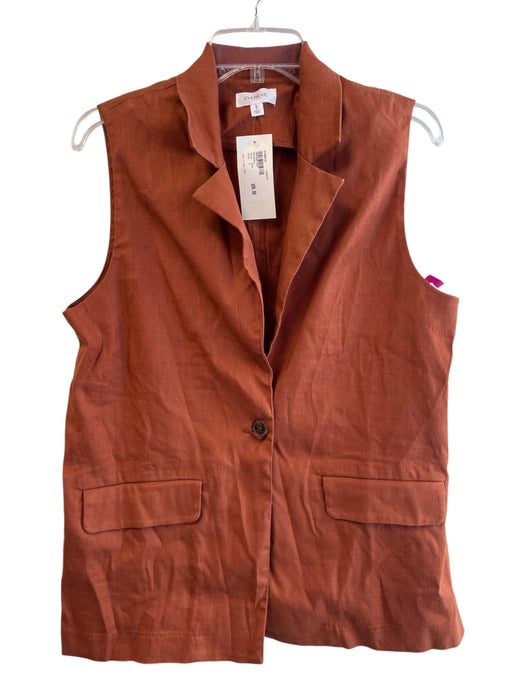 Evereve Size S Burnt Orange Linen Blend Sleeveless solid color Pockets Top Burnt Orange / S
