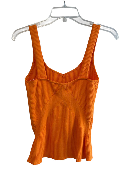 House of Harlow Size M Orange Viscose Blend Sleeveless Ribbed Detail V Neck Top Orange / M