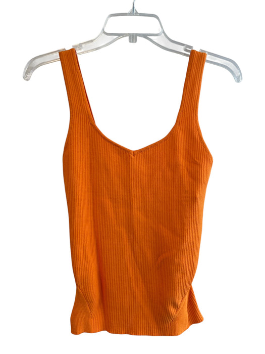 House of Harlow Size M Orange Viscose Blend Sleeveless Ribbed Detail V Neck Top Orange / M