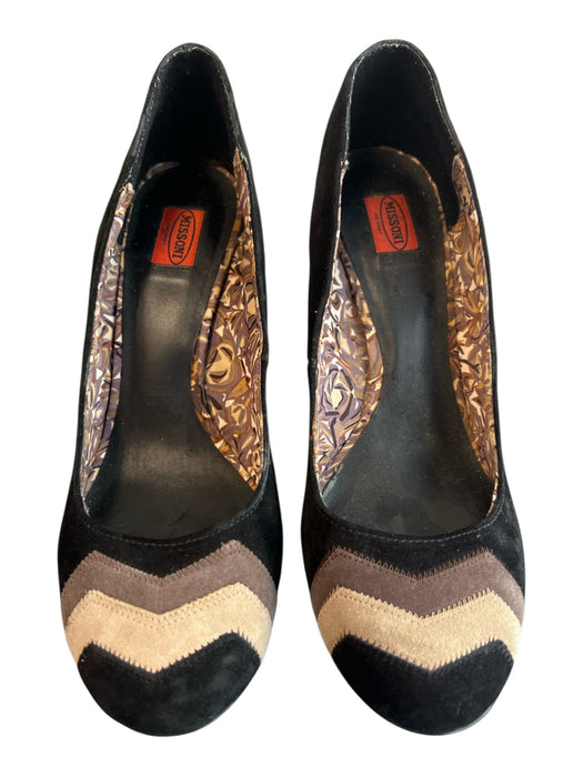 Missoni Shoe Size 8 Black Leather Upper Suede Round Toe Block heel Shoes Black / 8