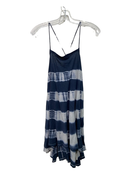 Free People Size M Blue & White Cotton Tye Dye Sleeveless Strappy Dress Blue & White / M