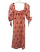 Farm Rio Size S Pink, Red, Green Wide Neck Short Puff Sleeve Cherries Midi Dress Pink, Red, Green / S