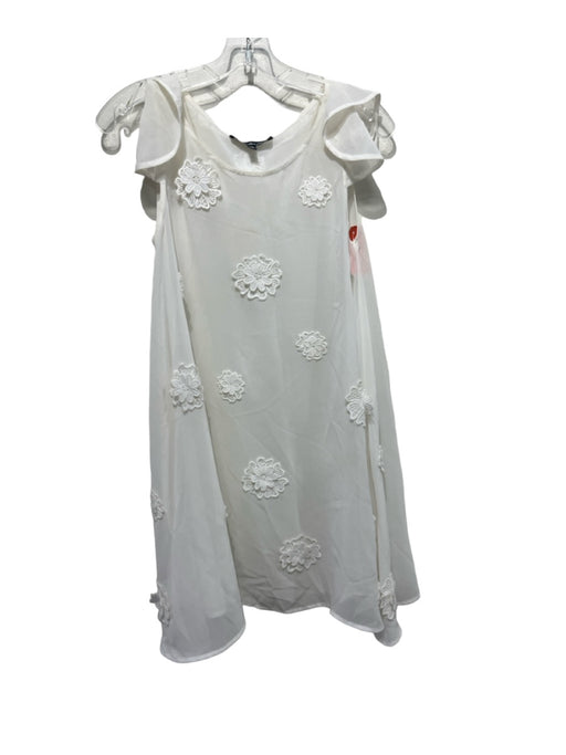 For Love & Lemons Size S White Sheer Cap Sleeve Embroidered Flowers Dress White / S