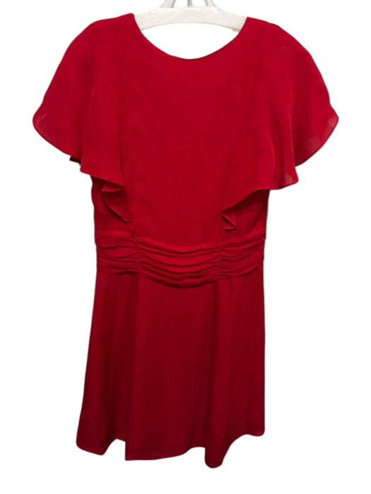 Parker Size 4 Red Silk Flutter Cap sleeve V Neck Twist Detail Side Zip Dress Red / 4