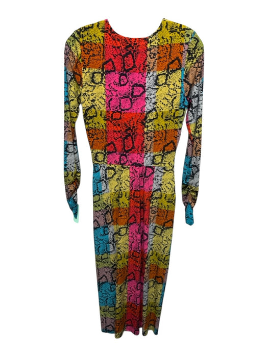 Le Superbe Size S Black & Multi Polyester Blend Snakeskin print V Neck Dress Black & Multi / S