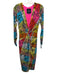 Le Superbe Size S Black & Multi Polyester Blend Snakeskin print V Neck Dress Black & Multi / S