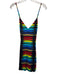 Alice + Olivia Size 4 Black & Multi Viscose Spaghetti Strap Abstract Print Dress Black & Multi / 4
