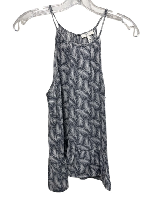 Joie Size S Gray & White Silk Abstract Print Spaghetti Strap Keyhole Back Top Gray & White / S