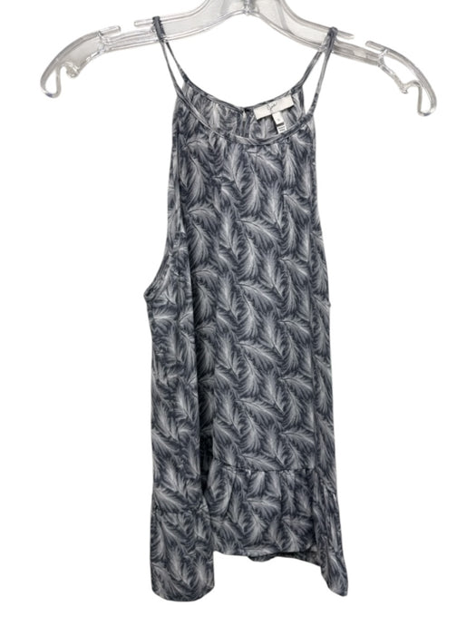 Joie Size S Gray & White Silk Abstract Print Spaghetti Strap Keyhole Back Top Gray & White / S