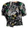 Diane Von Furstenberg Size 6 Black & Multi Viscose Blend Botanical Print Top Black & Multi / 6