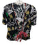 Diane Von Furstenberg Size 6 Black & Multi Viscose Blend Botanical Print Top Black & Multi / 6