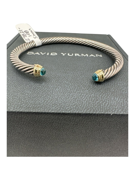 David Yurman Silver & Blue 925 Sterling Silver & 14k Gold Topaz Cable Bracelet Silver & Blue