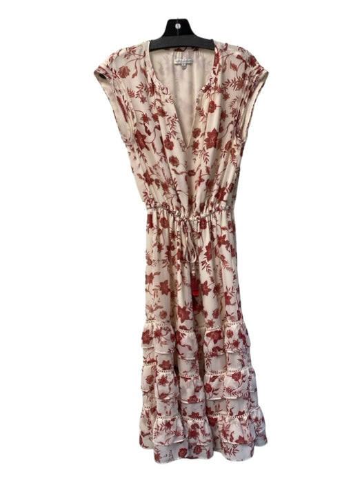 Rebecca Minkoff Size Small red & cream Polyester Floral Sleeveless V Neck Dress red & cream / Small