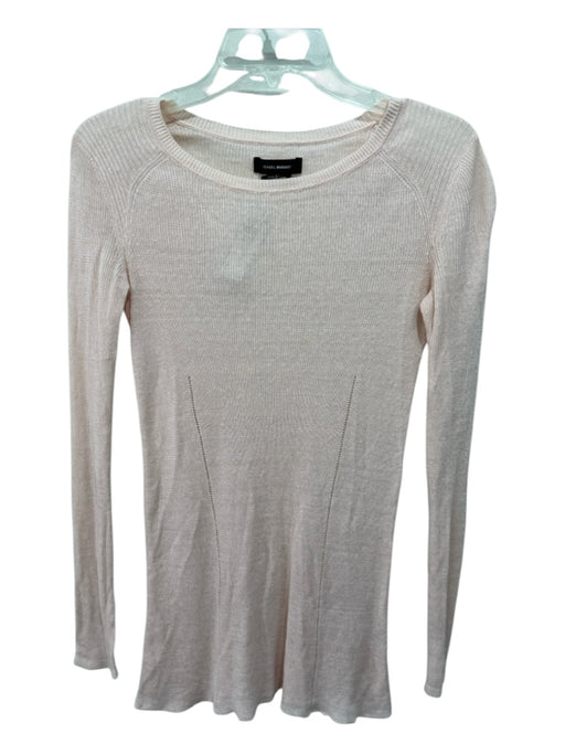 Isabel Marant Size S Peach Pink Open Knit Round Neck Long Sleeve Top Peach Pink / S