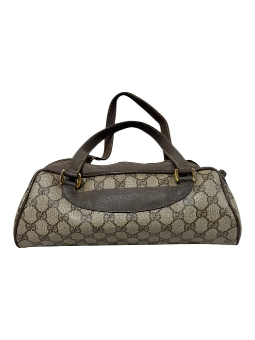 Gucci Brown & Tan Coated Canvas Leather Guccissima Zip Barrel Bag Brown & Tan / S