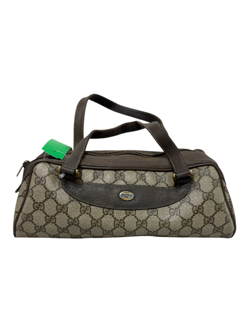 Gucci Brown & Tan Coated Canvas Leather Guccissima Zip Barrel Bag Brown & Tan / S