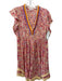 Poupette St. Barth Size L Yellow, Pink, Purple Viscose Floral Fringe Trim Dress Yellow, Pink, Purple / L