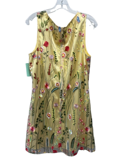 Tahari Arthur S. Levine Size L Yellow, Green & Multi Polyester Sleeveless Dress Yellow, Green & Multi / L