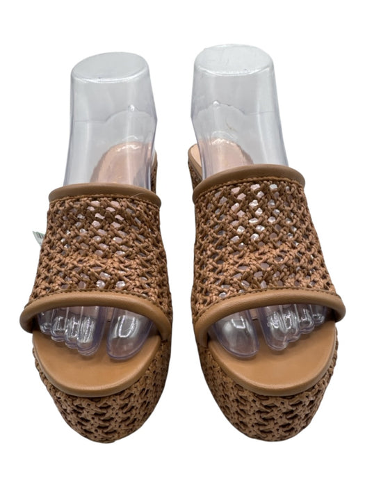 Gianvito Rossi Shoe Size 39 Tan Brown Leather & Raffia Woven Platform Sandals Tan Brown / 39