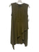 Karen Millen Size 8 Olive Green Polyester Sleeveless Layered 1/4 Button Dress Olive Green / 8