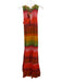 Cara Cara Size M/L Red, Orange & Green Cotton Sleeveless Gradient Tiered Dress Red, Orange & Green / M/L