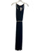 Tory Burch Size L Black & Navy Viscose Sleeveless Tie Waist V Neck Maxi Dress Black & Navy / L