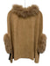 Dolce Cabo Tan Leather Fur Trim Poncho Tan / S/M