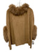 Dolce Cabo Tan Leather Fur Trim Poncho Tan / S/M