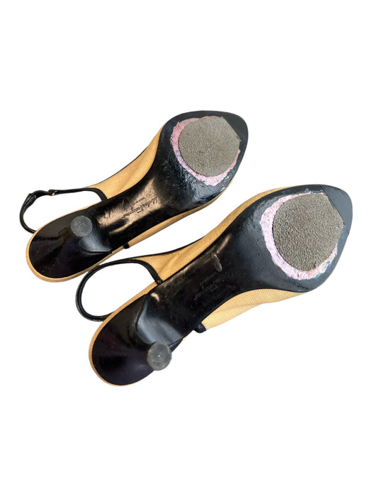 Salvatore Ferragamo Shoe Size 8 Straw Canvas Peep Toe Slingback Shoes Straw / 8