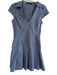 Zara Size S Blue Polyester Blend Collared V Neck Zip Front Sleeveless Dress Blue / S