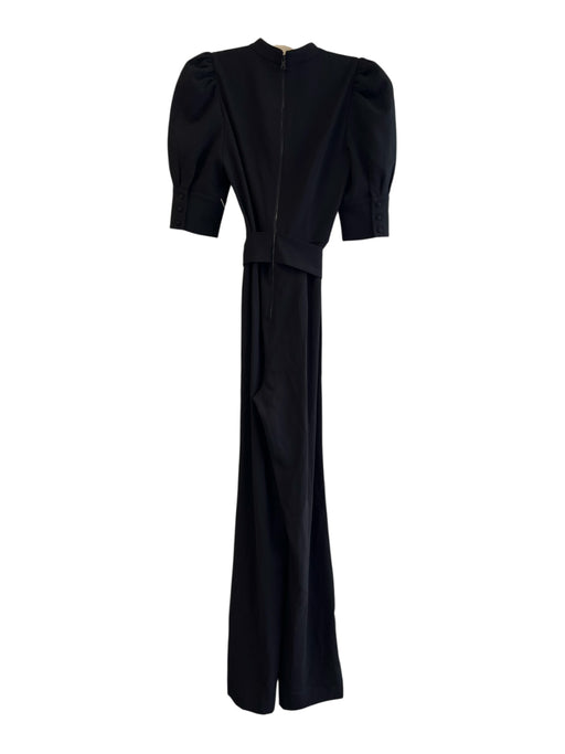 Alice + Olivia Size 0 Black Polyester Back Zip High Neck Belted Jumpsuit Black / 0