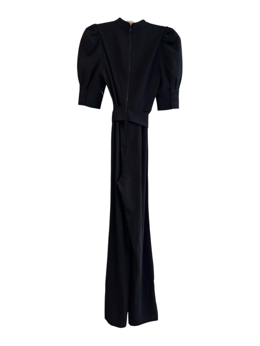 Alice + Olivia Size 0 Black Polyester Back Zip High Neck Belted Jumpsuit Black / 0