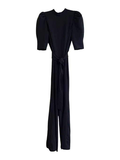 Alice + Olivia Size 0 Black Polyester Back Zip High Neck Belted Jumpsuit Black / 0
