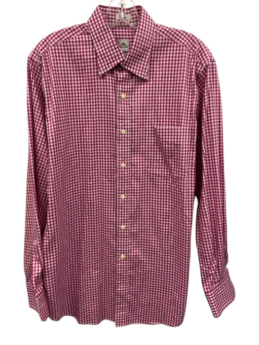 Peter Millar Size M Purple & White Cotton Gingham Button Up Long Sleeve Shirt Purple & White / M