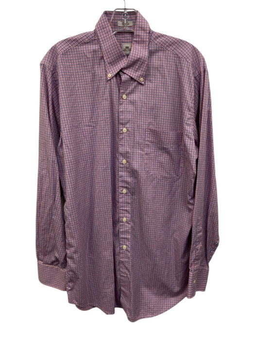 Peter Millar Size M Red & Blue Cotton Plaid Button Up Men's Long Sleeve Shirt Red & Blue / M