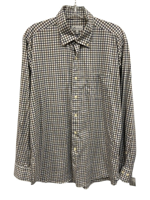 Peter Millar Size L White & Multi Synthetic Grid Button Up Long Sleeve Shirt White & Multi / L