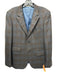 H Stockton Brown & Blue Wool Blend Plaid notched 2 Button Men's Blazer Brown & Blue / 42R